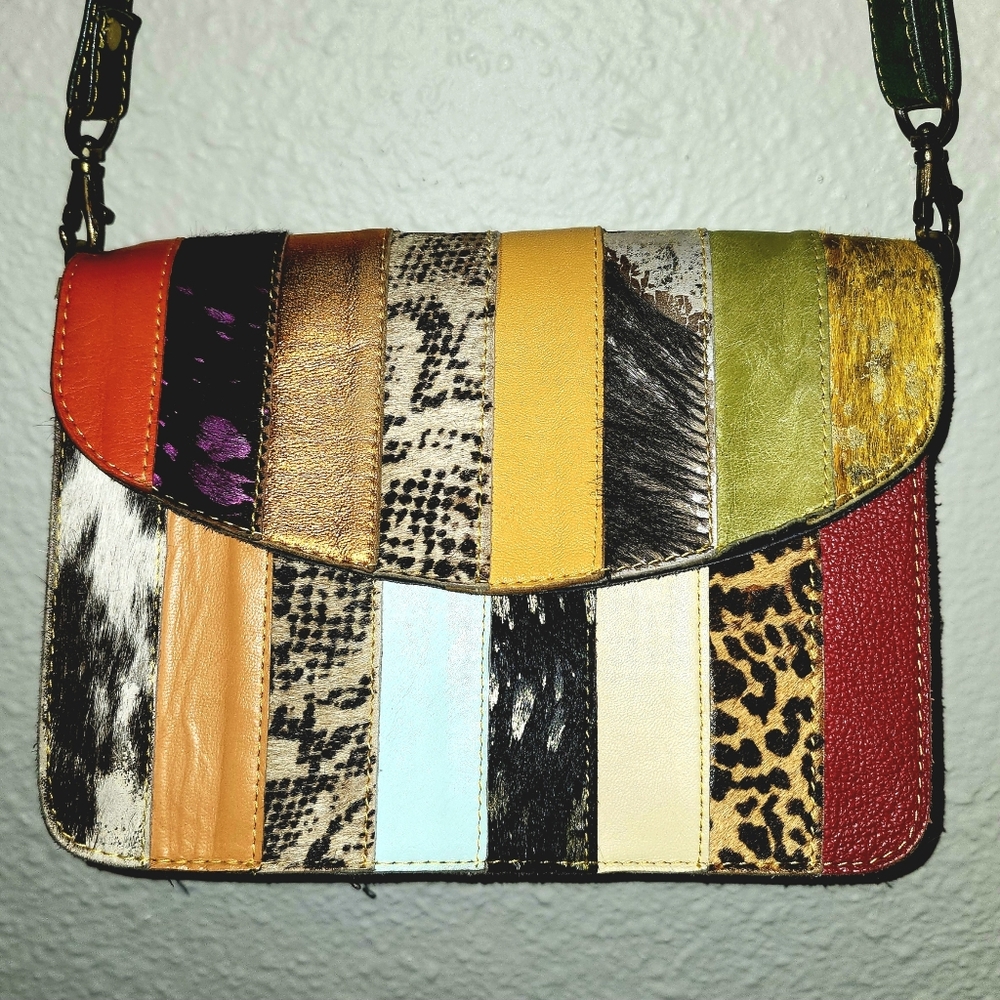 Flora Patchwork Animal Print Leather Crossbody - image 1